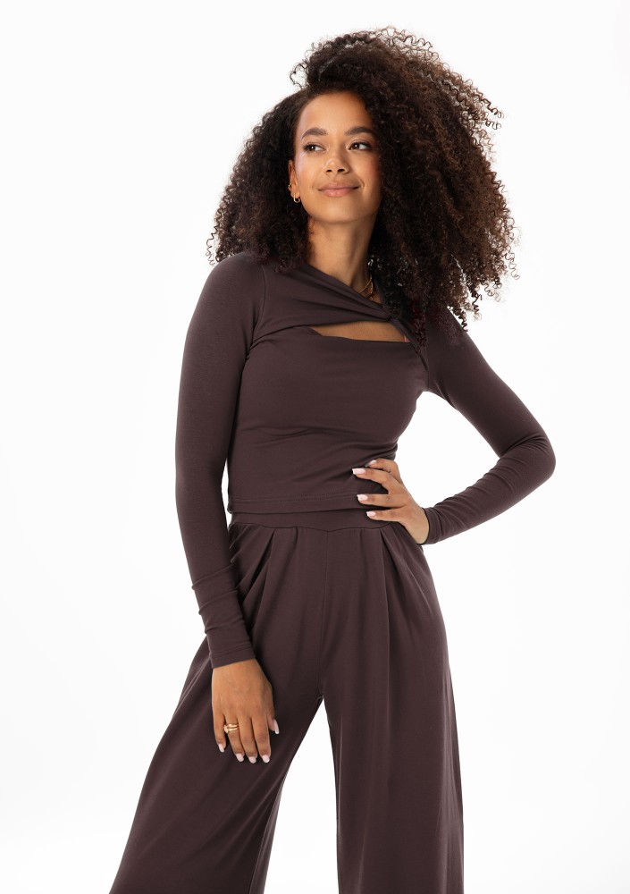 Elle - Brown draped top