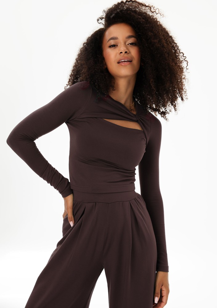 Elle - Brown draped top