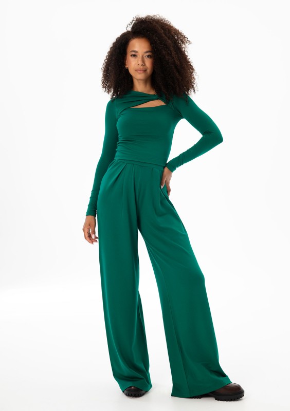 Nova - Green wide rayon trousers