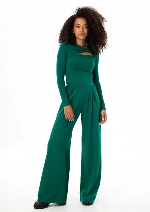 Nova - Green wide rayon trousers