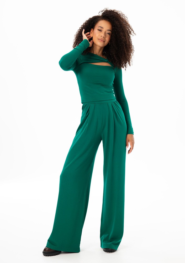Nova - Green wide rayon trousers