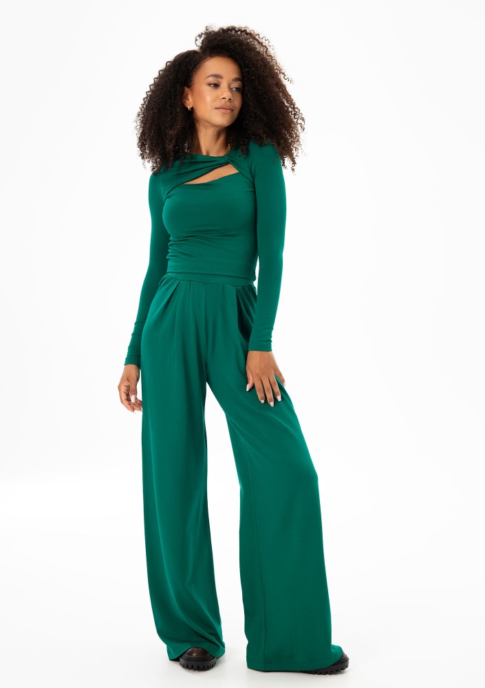 Nova - Green wide rayon trousers