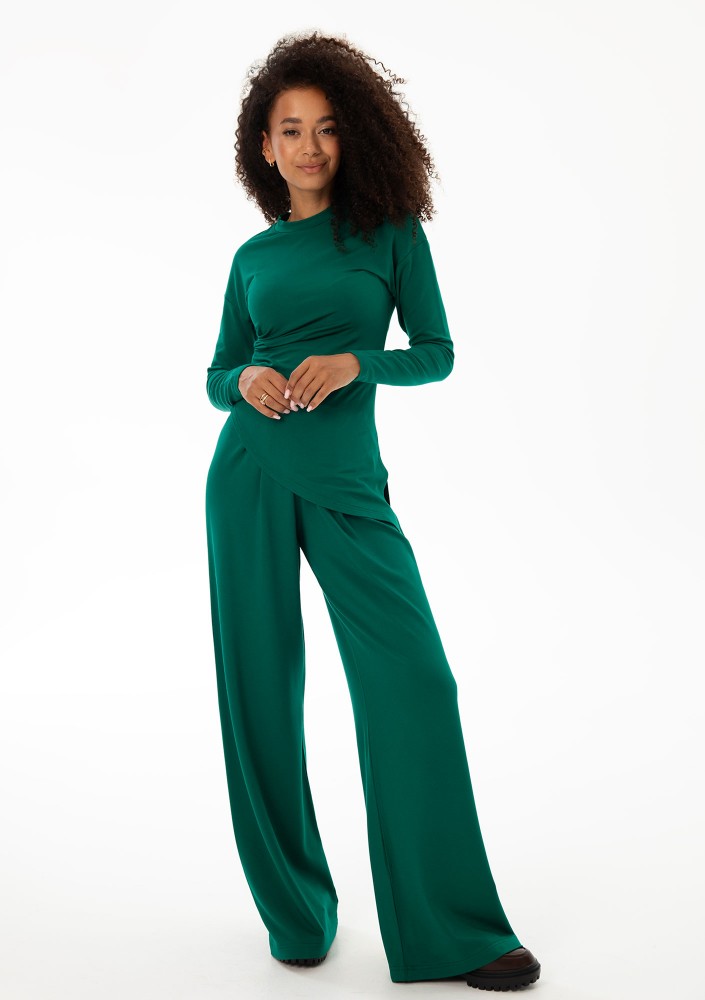 Nova - Green wide rayon trousers