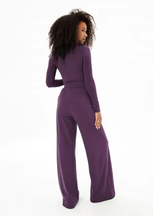 Nova - Claret wide rayon trousers