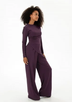 Nova - Claret wide rayon trousers