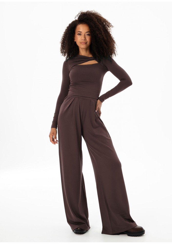 Nova - Brown wide rayon trousers