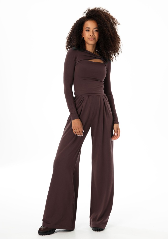 Nova - Brown wide rayon trousers