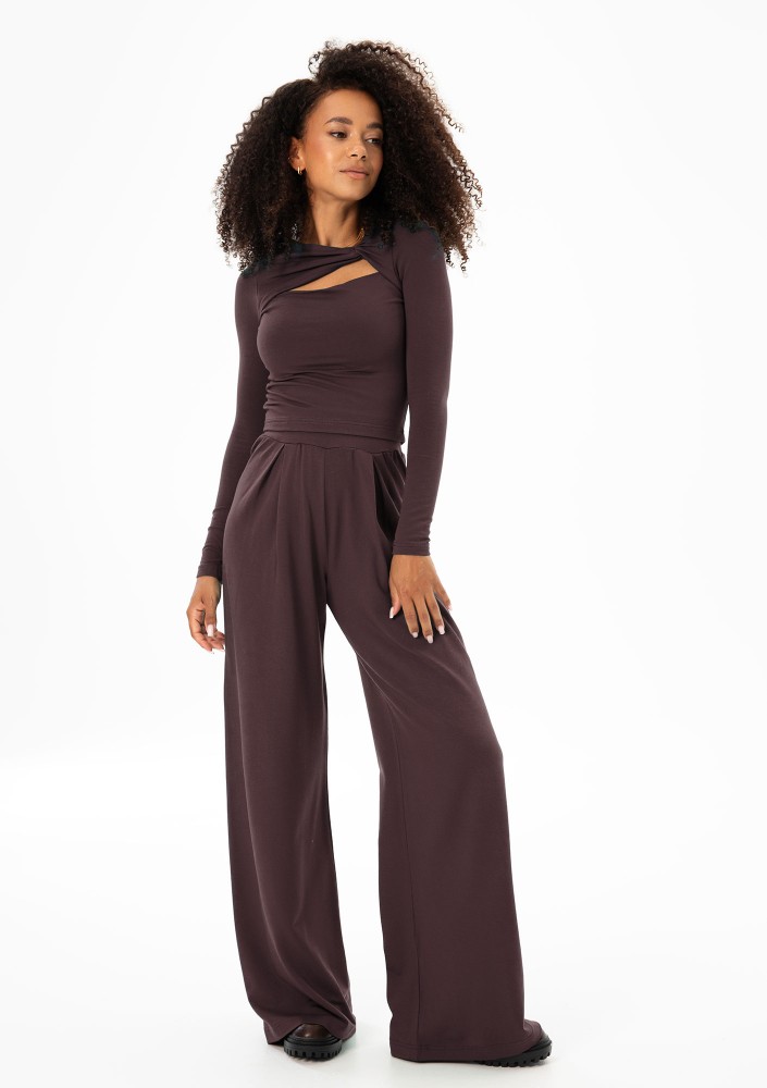 Nova - Brown wide rayon trousers