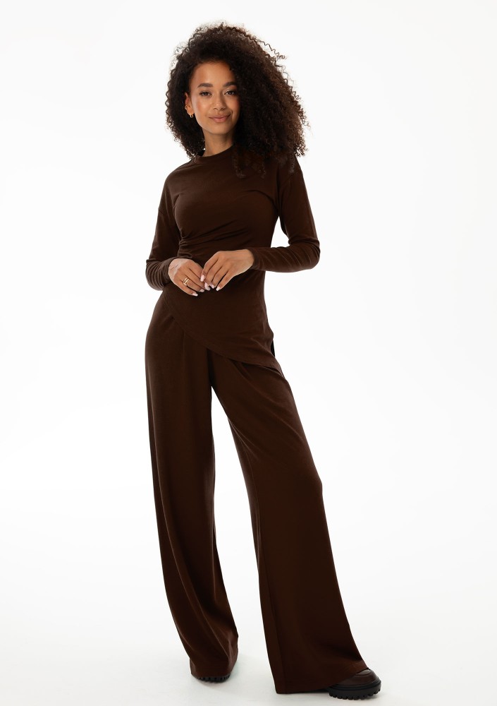 Nova - Brown wide rayon trousers