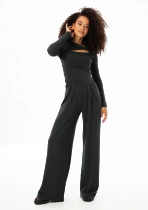 Nova - Black wide rayon trousers
