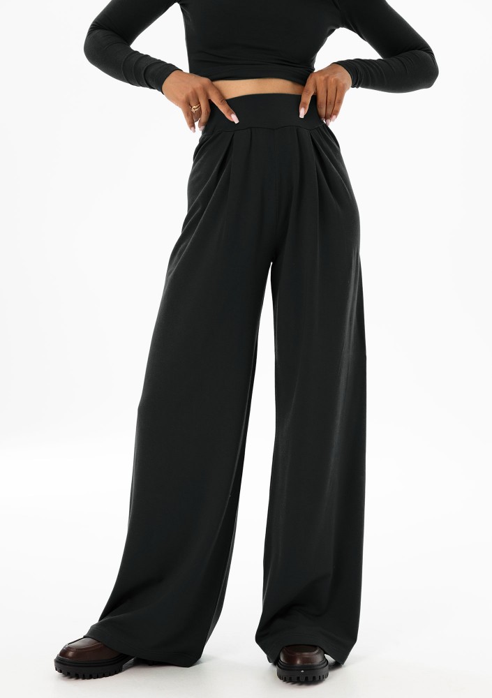 Nova - Black wide rayon trousers