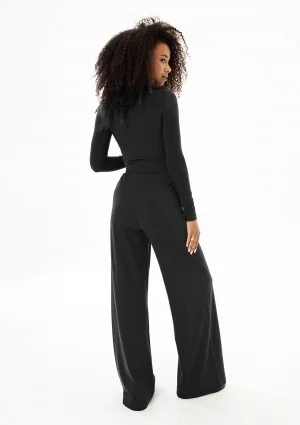 Nova - Black wide rayon trousers