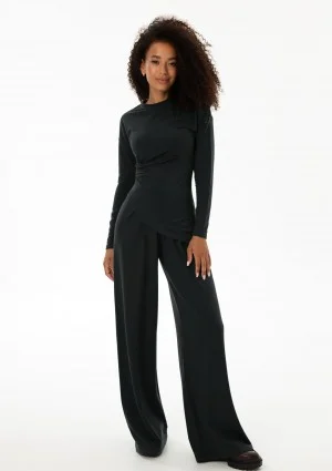 Nova - Black wide rayon trousers