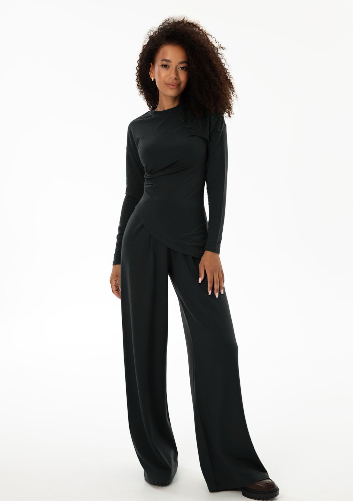 Nova - Black wide rayon trousers