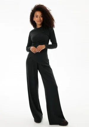 Nova - Black wide rayon trousers