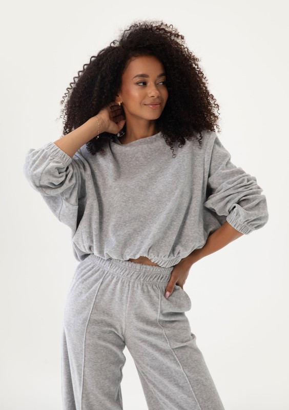 Vell - Melange grey velvet bomb sweatshirt