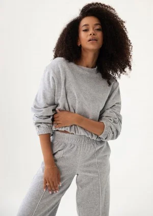 Vell - Melange grey velvet bomb sweatshirt