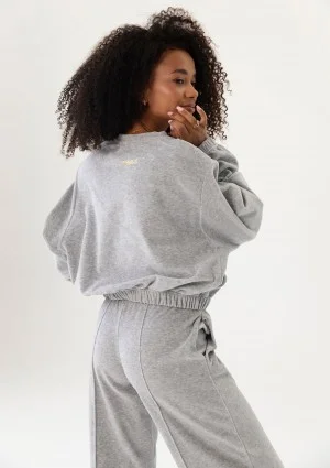 Vell - Bluza welurowa typu bombka Grey Melange
