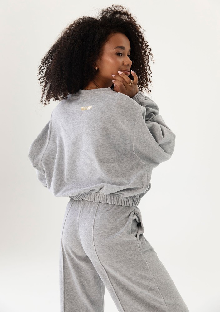 Vell - Melange grey velvet bomb sweatshirt