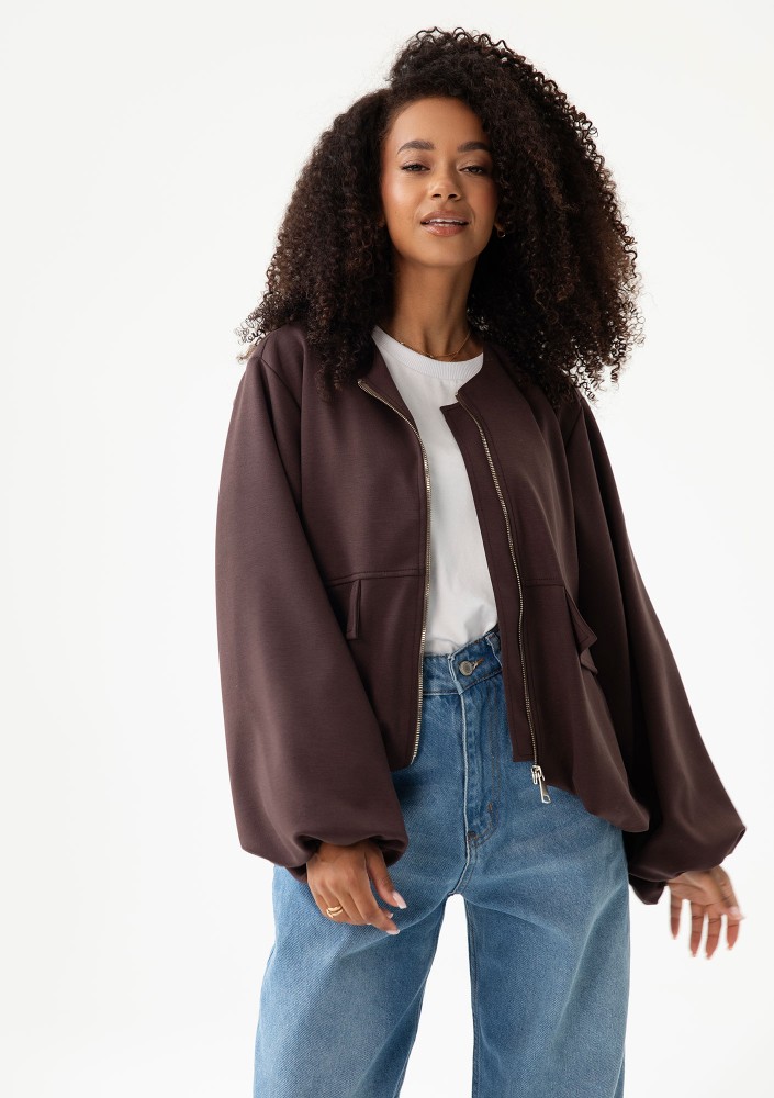 Bumo - Brown rayon bomber sweatshirt