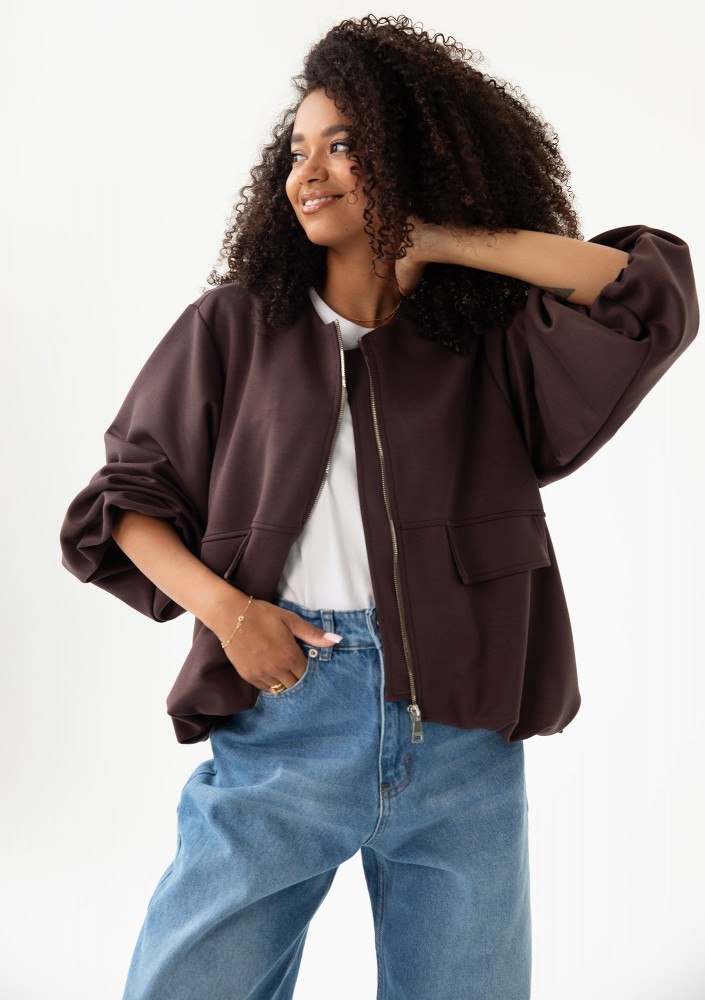Bumo - Brown rayon bomber sweatshirt
