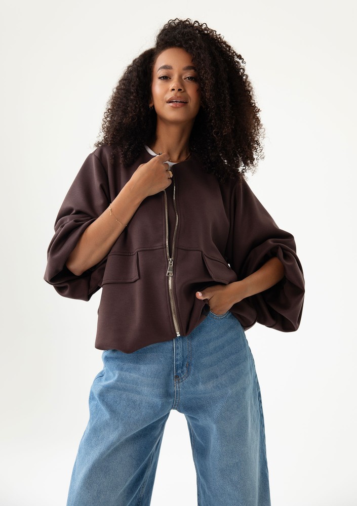 Bumo - Brown rayon bomber sweatshirt