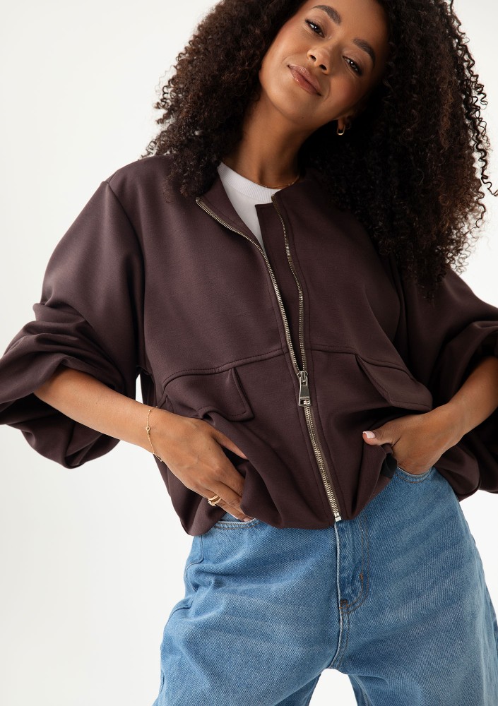 Bumo - Brown rayon bomber sweatshirt