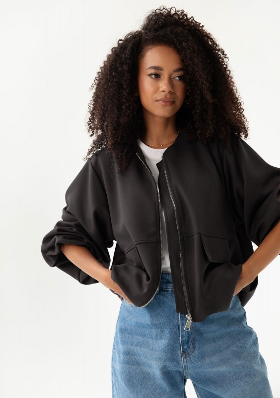 Bumo - Black rayon bomber sweatshirt