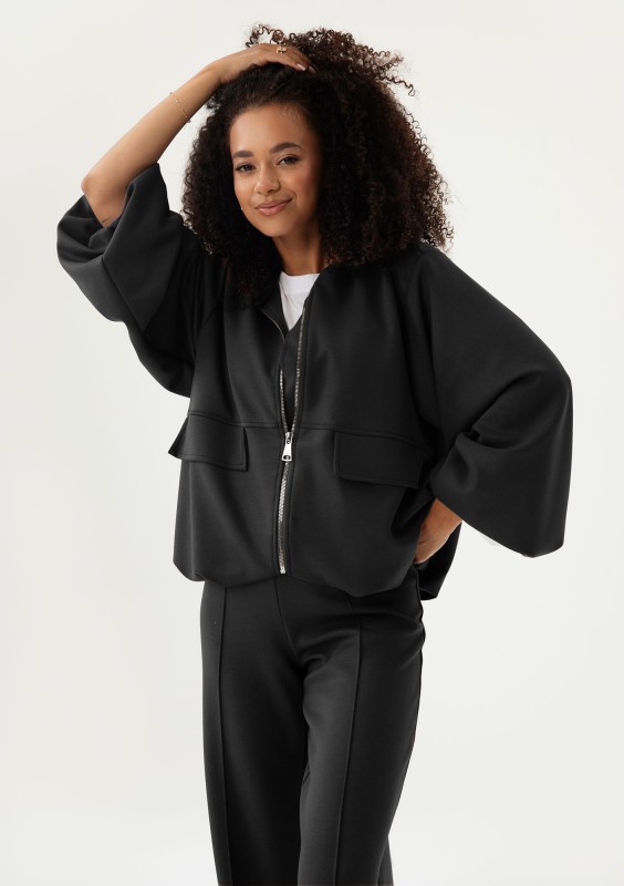 Bumo - Black rayon bomber sweatshirt