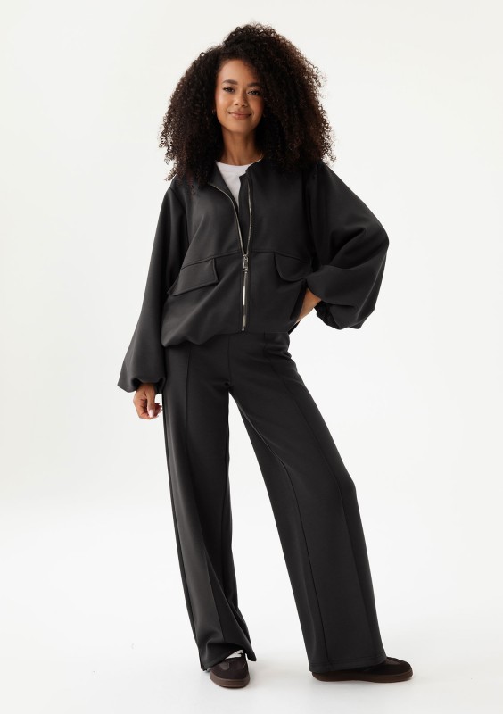 Bumo - Black rayon bomber sweatshirt