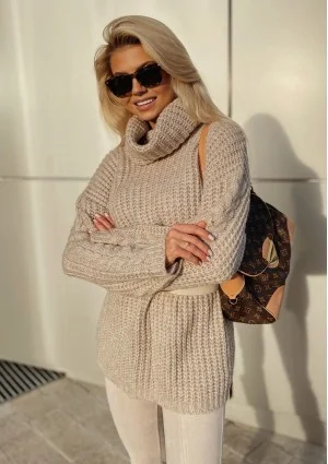Ingrid - Loose beige turtleneck sweater