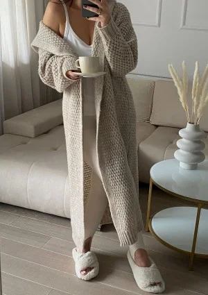 Lanna - Long beige cardigan