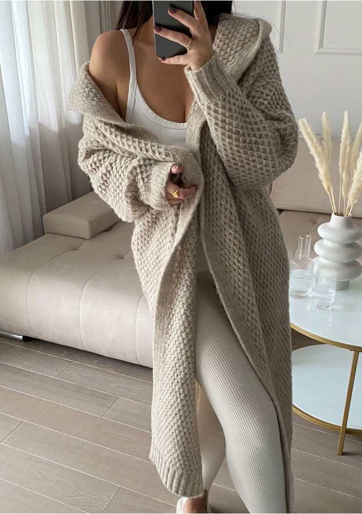 Lanna - Long beige cardigan