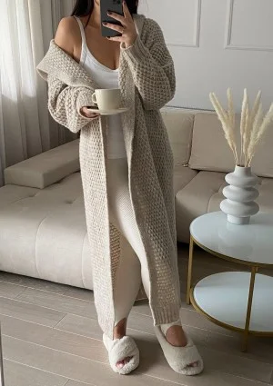 Lanna - Long beige cardigan