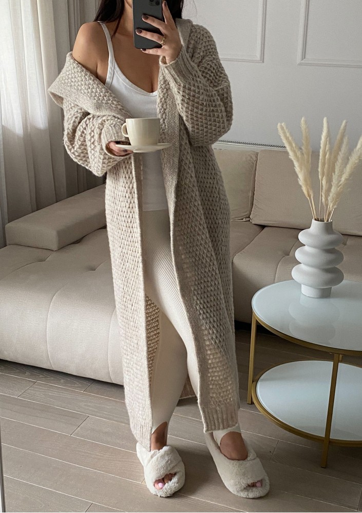 Lanna - Long beige cardigan