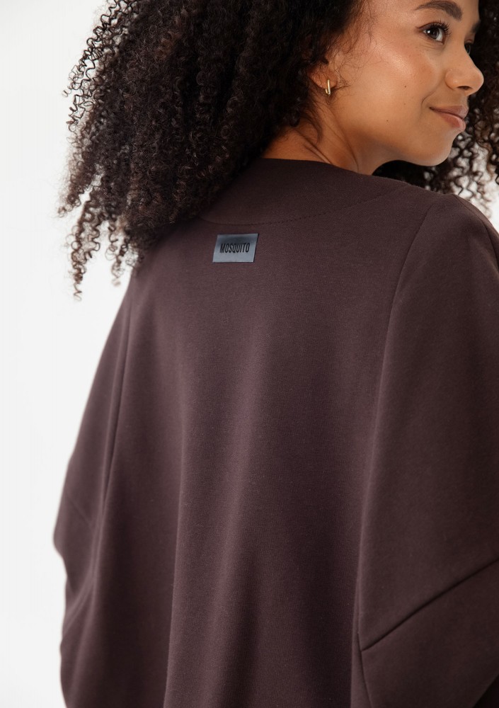 Muva - Oversizowa narzutka kimono grubej z dzianiny Dark Chocolate
