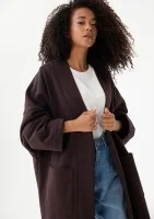Muva - Oversizowa narzutka kimono z grubej dzianiny Dark Chocolate