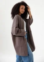 Muva - Oversizowa narzutka kimono z grubej dzianiny Savannah Tan