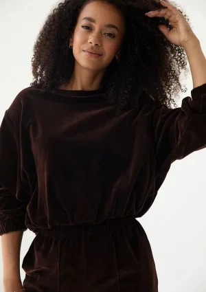 Vell - Dark chocolate brown velvet bomb sweatshirt