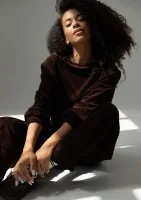 Vell - Dark chocolate brown velvet bomb sweatshirt