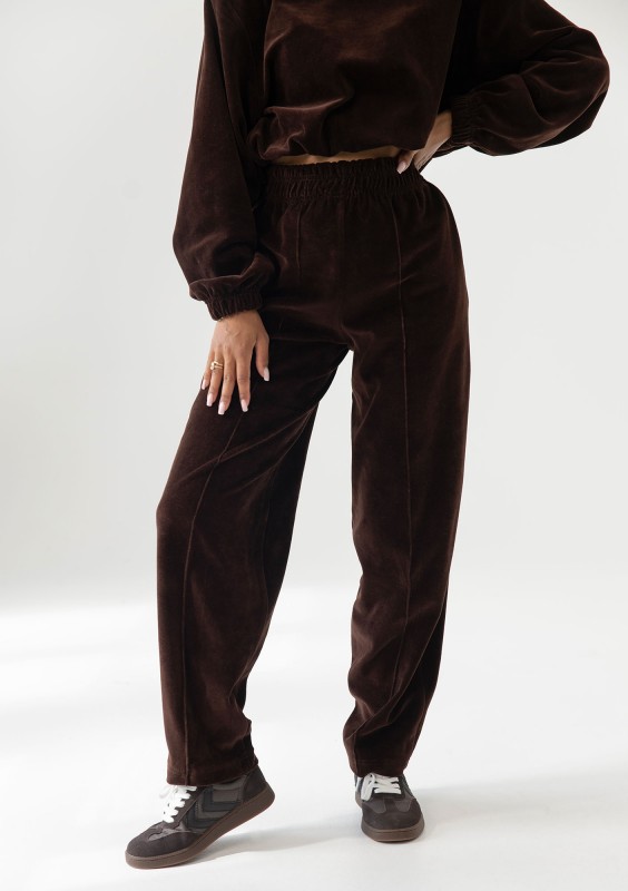 Vell - Dark chocolate brown velvet sweatpants