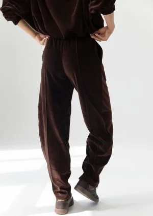 Vell - Dark chocolate brown velvet sweatpants