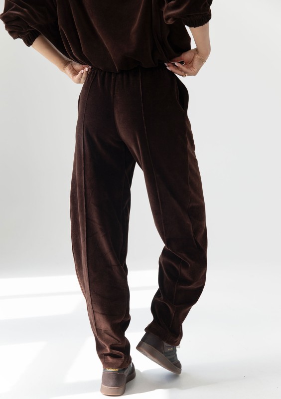 Vell - Dark chocolate brown velvet sweatpants