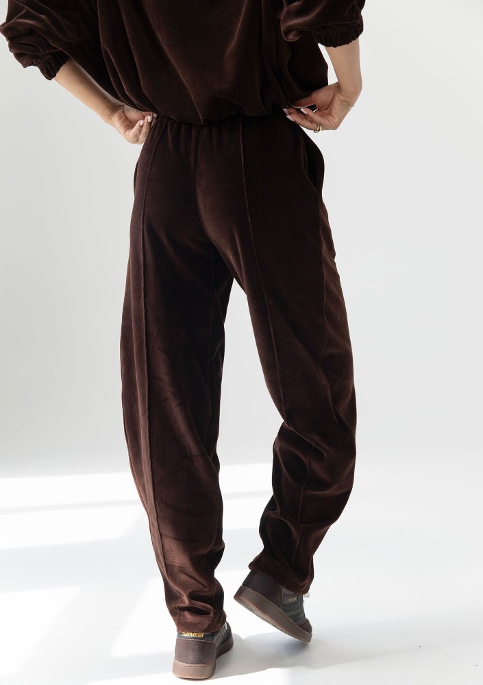 Vell - Dark chocolate brown velvet sweatpants