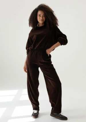 Vell - Dark chocolate brown velvet sweatpants