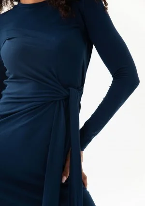 Solene - Navy blue fitted midi dress