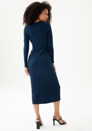 Solene - Navy blue fitted midi dress