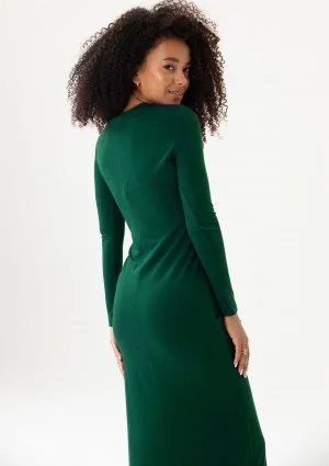 Solene - Green fitted midi dress