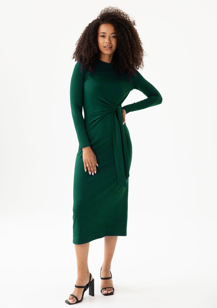 Solene - Green fitted midi dress