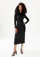 Solene - Black fitted midi dress